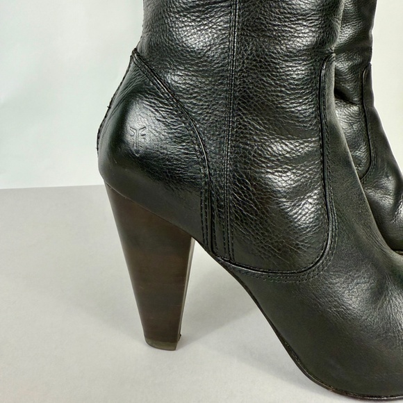 Frye Regina Zip Black Leather Boots - Picture 7 of 12